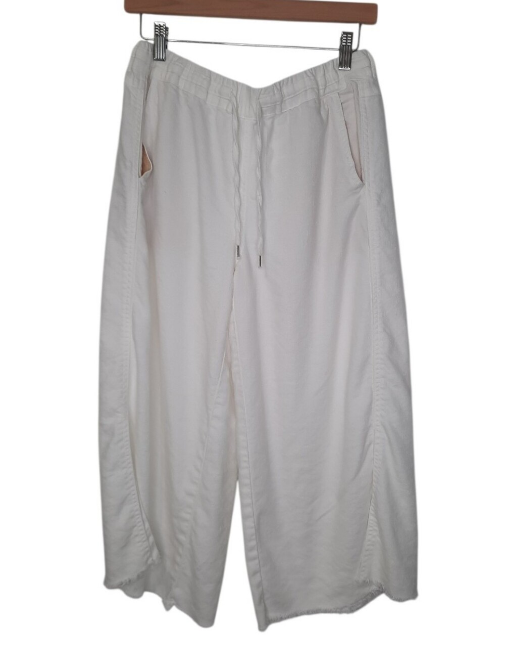 Anthropologie Hei Hei Linen Blend Wide Leg Cropped Pants Pull On Womens Size S